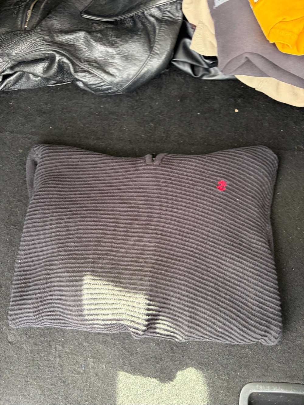Izod Black Ribbed Turtleneck Sweater with Red Logo